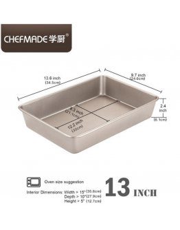 Chefmade WK9041 Non-stick Oblong Cake Pan 13-Inch 【现货】