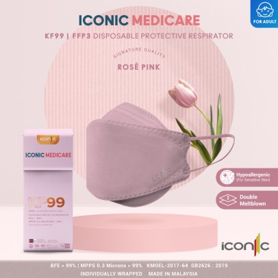 Iconic KF99 ROSE PINK DISPOSABLE PROTECTIVE RESPIRATOR (10PCS) （任買2入 RM48）