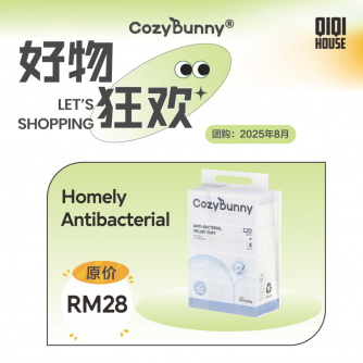 CozyBunny Homely Antibacterial 4 Packs x 120 Sheets (4 Ply)