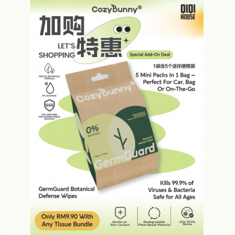 PWP CozyBunny GermGuard Anti-Bacterial Botanical Defense Wipes 