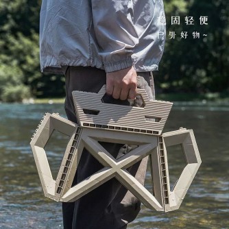 折叠凳子便携式家用塑料小矮凳 2入【一大浅棕一小奶白】