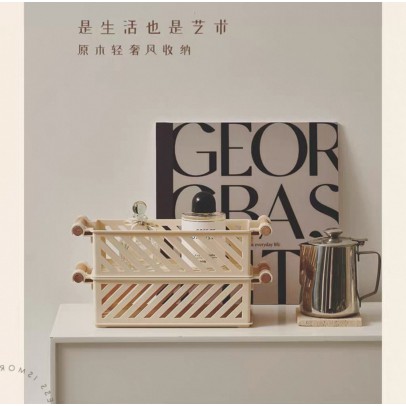 复古仿竹编手收纳筐1.5L x2入 （TB-2246 - 31cm x12cm x8.5cm）