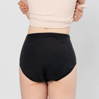 Go&Move【簡約版】夜用加長加量高腰吸血內褲(6片衛生棉)靜謐黑 High-Waisted Rayon Leak-proof Briefs - Overnight, Maxi, Heavy Flow