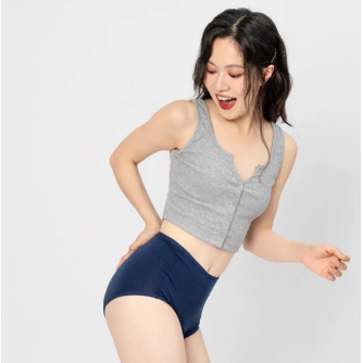Go&Move【簡約版】日用加量高腰吸血內褲黛青藍 High-Waisted Rayon Leak-proof Briefs - Daytime, Heavy Flow