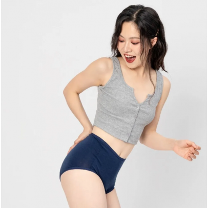Go&Move【簡約版】日用加量高腰吸血內褲黛青藍 High-Waisted Rayon Leak-proof Briefs - Daytime, Heavy Flow