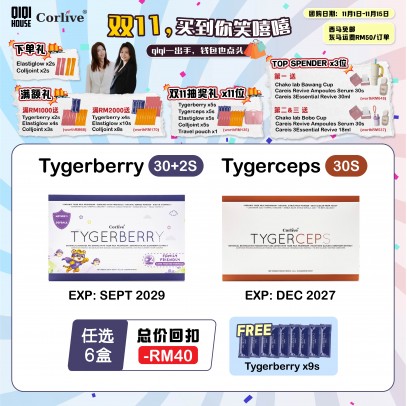 Corlive【Bundle of 6】 FOC Tygerberry 9 sachets + Instant Rebate RM40